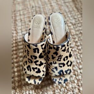 Vince Camuto Leopard-Print Open-Toe Platforms in Tan and Black